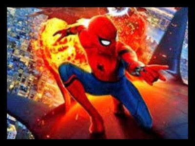 BLACK FRAMED SPIDERMAN FIRE - 3D MARVEL HEROES PICTURE PRINT 400mm x 300mm