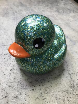 Ja-Ru Dazzle Duckie Jumbo Large 6'' Green Sparkle Glitter Rubber Duck Toy - Jeep