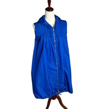 Marimekko Cobalt Blue Longline Vest Hooded Size Small Jacket Topper Coat Euc