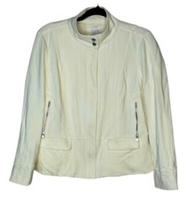 Chico  s Cream Colored Zipper  Snap Blazer. Size: 8