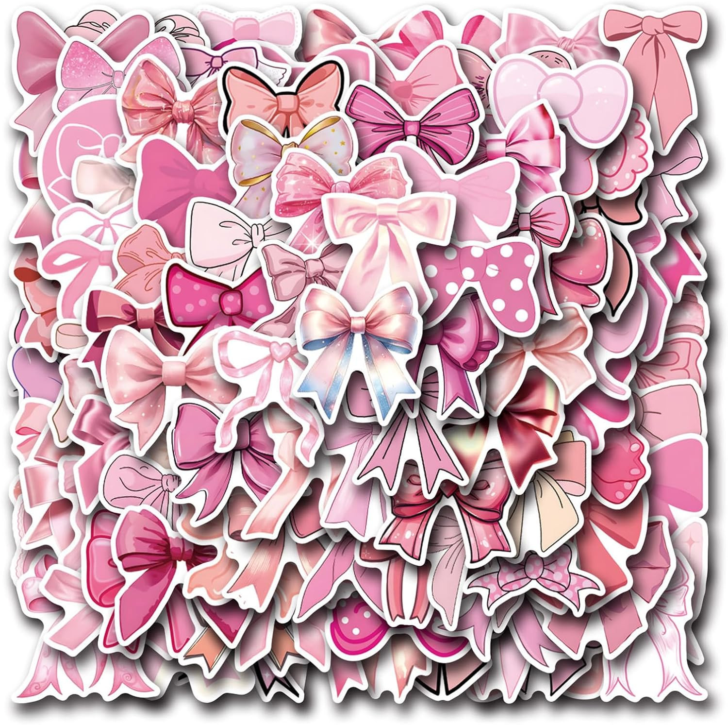 110PCS Coquette Bows Stickers Pink Bow Stickers Gifts for Girls Women, Kechup 
