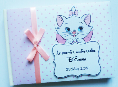 Personalised Aristocats Marie girls birthday / baby shower guest book, gift