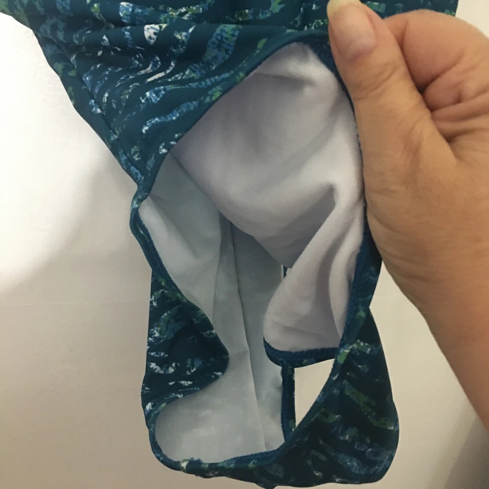 Traje de baño para mujer de una pieza verde azul correas cruzadas acolchado forrado talla M Foto 3 de 4