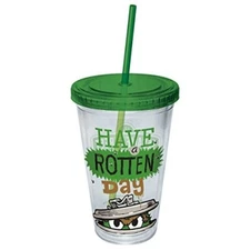 Oscar The Grouch "Have a Rotten Day" ICUP with plastic lid and straw, 16 oz.