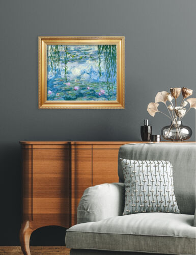 Water Lilies 1916-1919 Claude Monet Solid Wood Framed Canvas Wall Art 25" x 21" - Picture 4 of 7