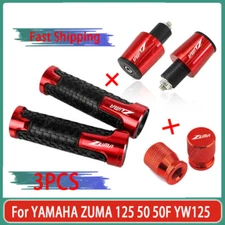 Red Handle Grips Handle Bar End Cap Tire Valve For YAMAHA ZUMA 125 50 50F YW125