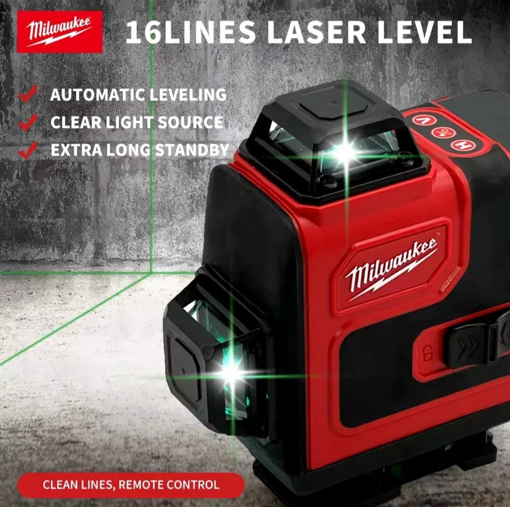 Milwaukee Laser Level Green 16 Lines 4D Self Leveling 360 Horizontal