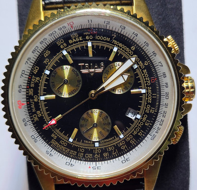 TRIAS Mens Automatic WATCH T21600 Chronograph ~ SKELETON Back ~ Made in Germany
