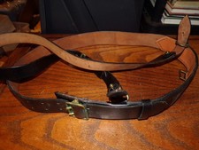 Swedish black leather military pistol belt cross strap sam browne 120 NOS