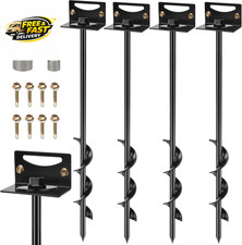 24'' Mobile Home Anchors, Set of 4 Ground Anchors Screw in with Brackets and Dri