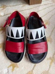 MARNI Size 10 Red Black White Color Block Leather Buckle Sandals GUCCI Size 8 Trompe L main image 2
