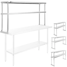 Stainless Steel Overshelves, NSF 2-Tier Shelves for Prep and Work Tables