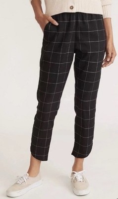 MARINE LAYER Allison Pant Black Windowpane Plaid Women s Size Medium Tencel
