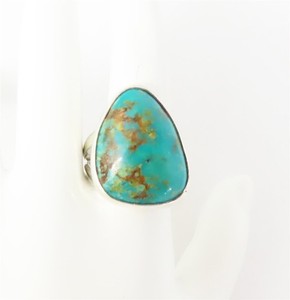 Southwestern Sterling Silver ~19.5 x15mm Turquoise Split Shank Ring Size 6.25