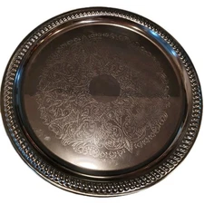 Vintage Dura-Ware 13" New Round Gadroon Serving Tray Made In USA