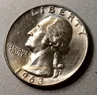 🟅 UNC 1963 D 90% Silver Wash. 25¢ - 63-Year-Old Coin FREE SHIP (#01)