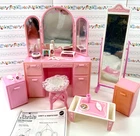 Vtg 1987 Barbie Sweet Roses Vanity And Night Stand & Bedroom Accents Mirror Tray