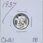 1937 10C Mercury Winged Liberty Silver Dime in Choice BU Condition #6282 FB