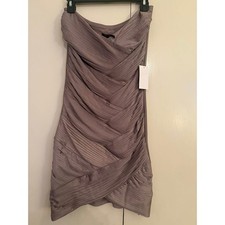 ASOS premium pleated slinky bandeau dress in Mink size small  new with tags