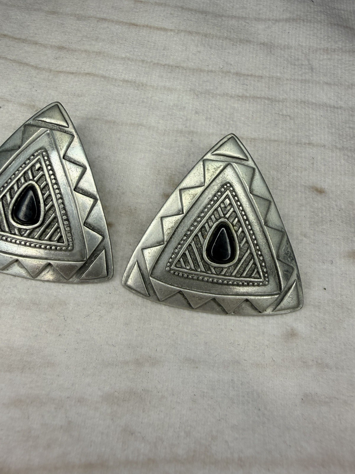 Vintage 1980s Large Triangle Statement Earrings T… - image 2