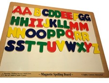 Melissa  Doug Wooden VTG Magnetic Alphabet Spelling White Board 130