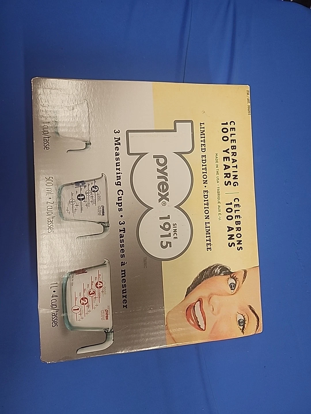 Sealed Pyrex 100 Years 3 Measuring Cups Set NIB 1, 2, 4 CUP New Box Set