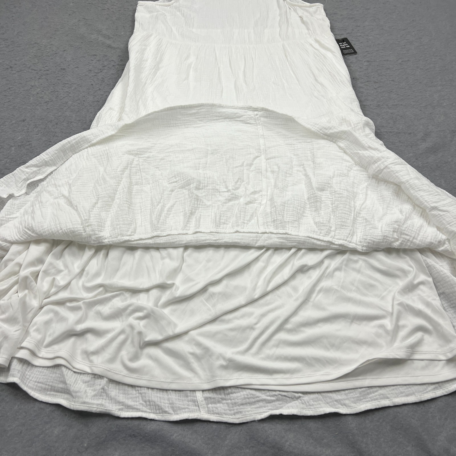 NEW Express Maxi Dress Women's XL White Airy Gauze Tiered Cap Sleeve Layered