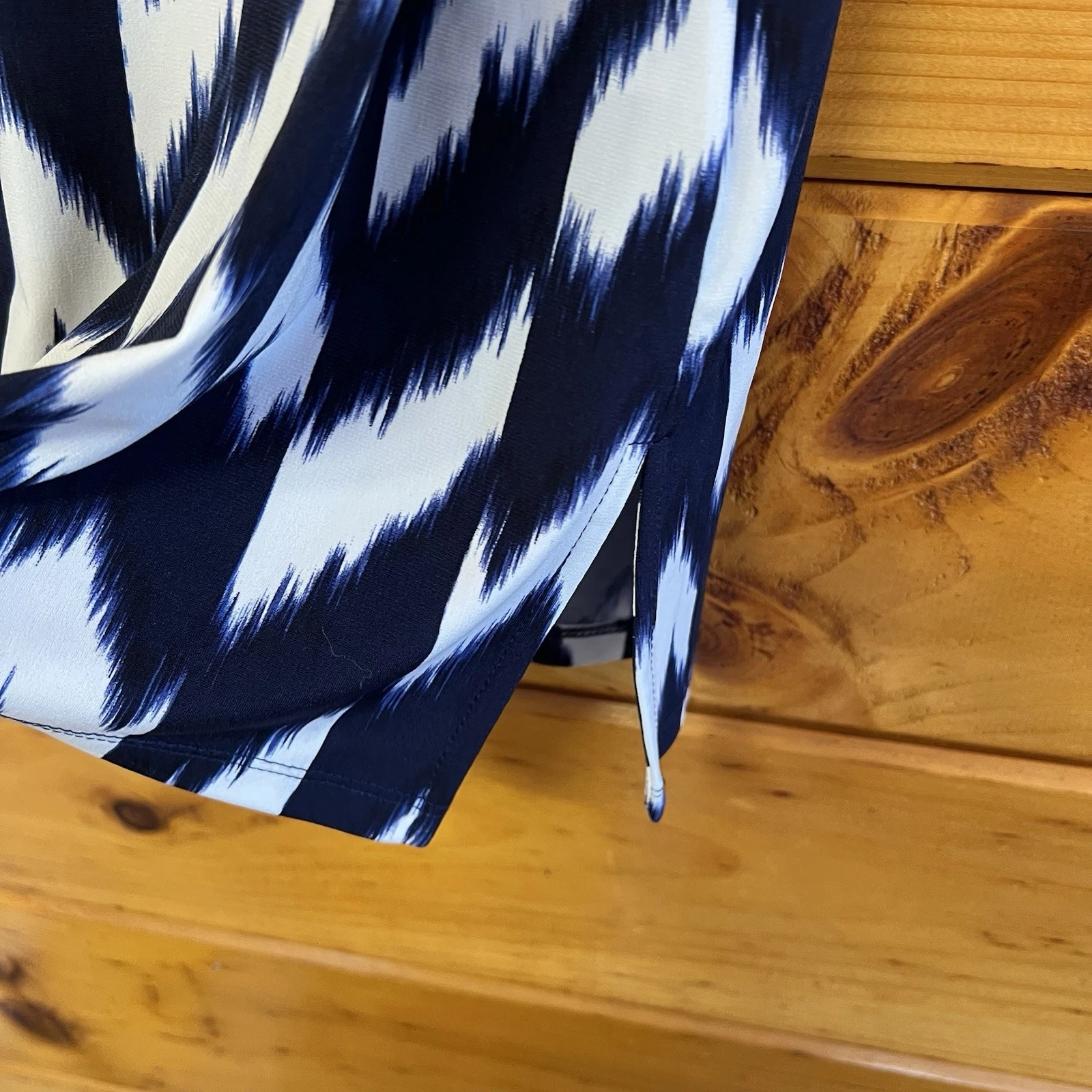 Abito donna Michael Kors blu navy bianco senza maniche elasticizzato dettagli dorati taglia M