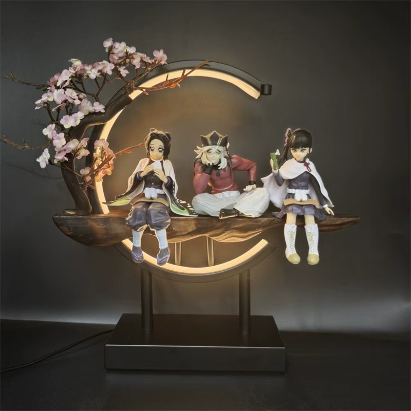 Demon Slayer Douma Kochou Shinobu Figure LED Light Base Model Statue Toy Gift