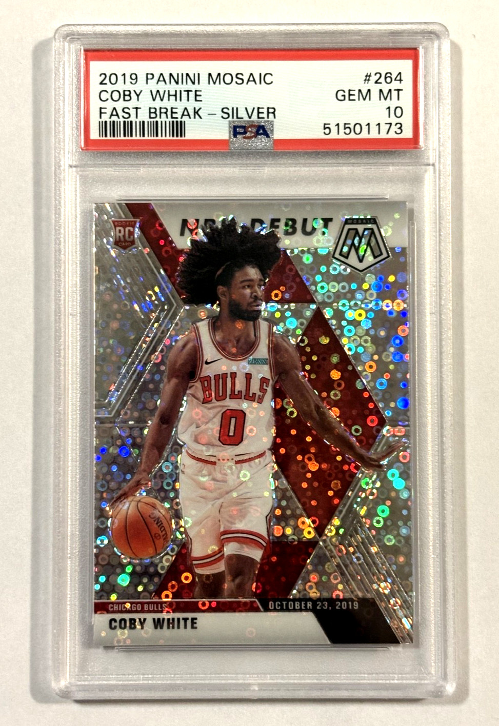 2019 Panini Mosaic #264 Coby White Fast Break Silver PSA 10