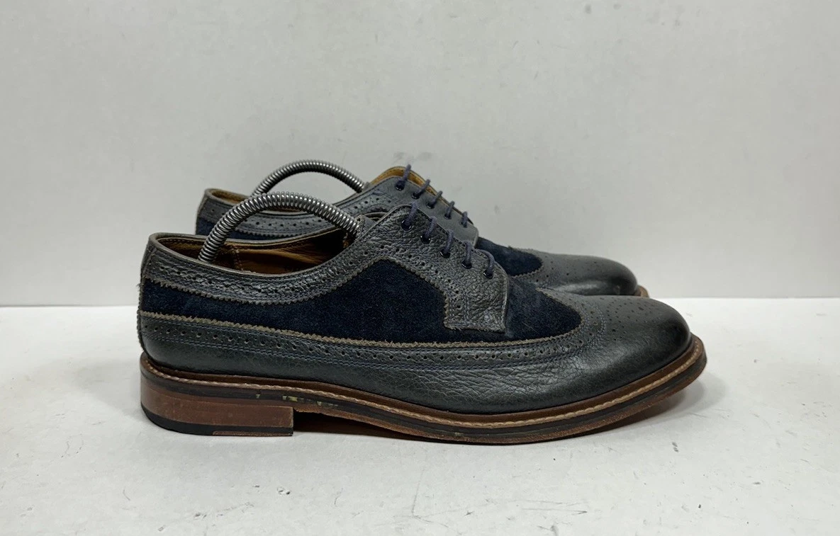 Suede Blue Wingtip Dress Shoes for Men for sale | eBay display picture 3