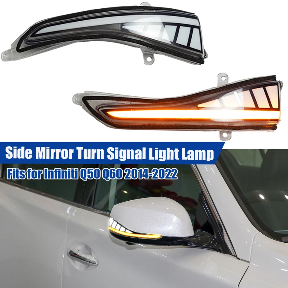 2-COLOR Side Mirror Sequential Turn Signal Light For Infiniti Q50 Q60 QX50 QX60 — 第 2/4 张图片