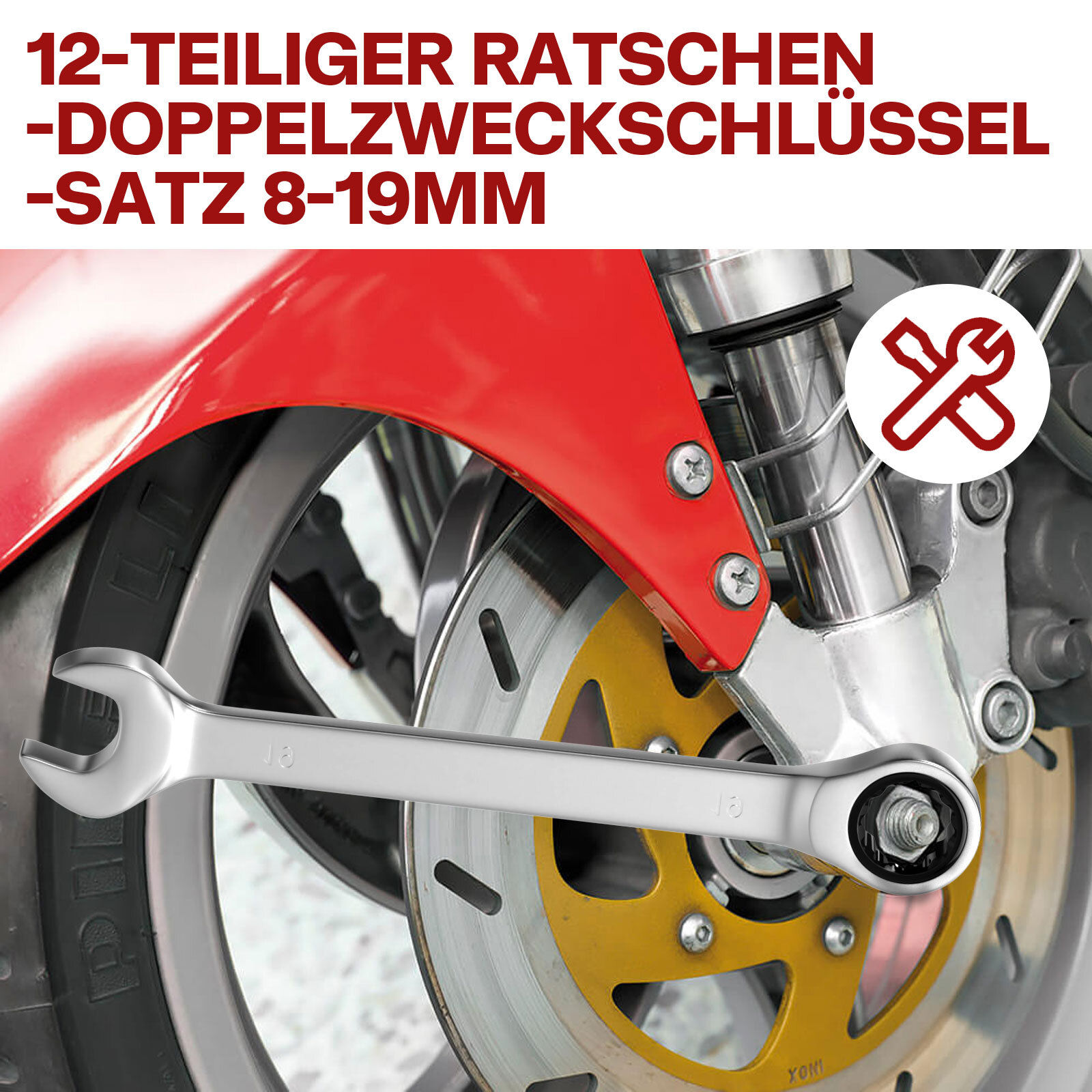 12x Ratschenschlüssel Satz 8-19mm Maul Ringratschenschlüssel Ratschen Schlüssel