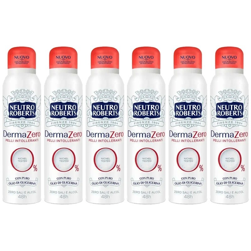 6pz NEUTRO ROBERTS DERMAZERO deodorante spray pelli intolleranti 150ml