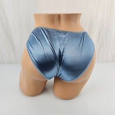 Gilligan  O'Malley Blue Slippery Shiny Vintage 90s Panties Second Skin Satin 6