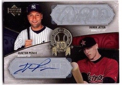 2007 UD Exquisite Derek Jeter / Pence SILVER Autograph 2/2  Jersey #  Yankees 💎