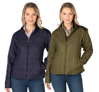 Damen Tweed Country Sakko Damen Wolle Langarm Kariert Mantel Rydale