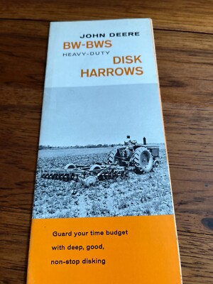 John Deere BW BWS Disk Harrows For 1961 Brochure FCCA