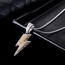 Fashion Jewelry Cubic Ziron Silver & Gold Lightning Bolt Pendant Necklace 587