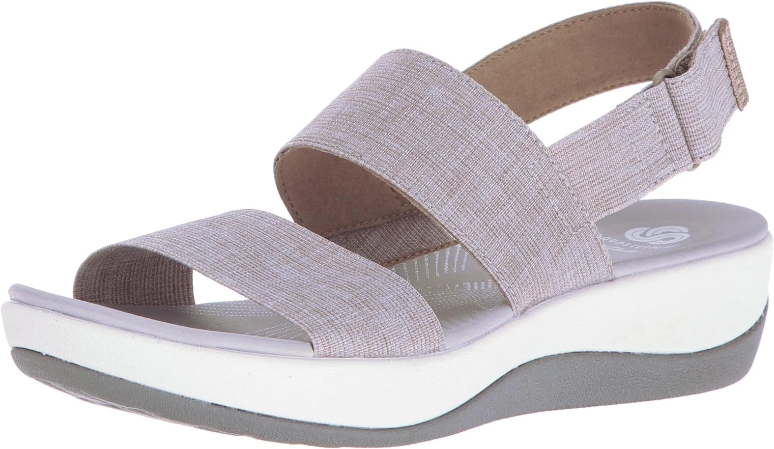 Sandali donna Clarks Arla Jacory con zeppa e slingback sabbia larghi 10