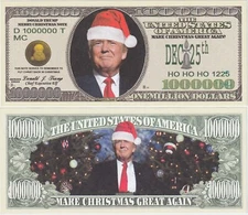 Santa Trump Million Dollar Bill Play Funny Money Novelty Note + FREE SLEEVE