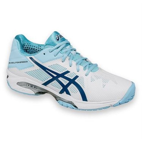 NEW WOMEN\u0026#039;S ASICS GEL-SOLUTION SPEED 3 (0161: WHI/BLUE/CRYSTEL) TENNIS  SHOES. | eBay