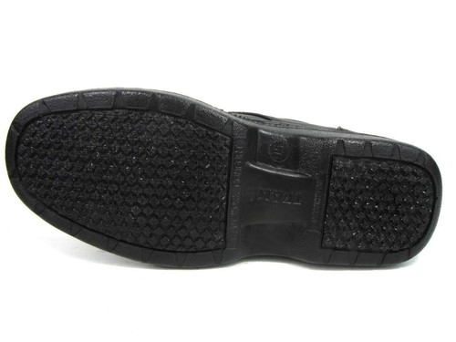 Men's Kitchen Non-slip Working Oil Resistance Shoes Black Fast Strap Faux Leathe - Picture 6 of 7
