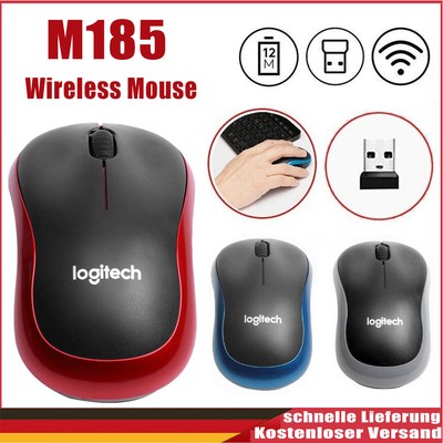 M185 Logitech Maus Wireless Schnurlos Mouse Kabellos Funk + USB Empfänger DE