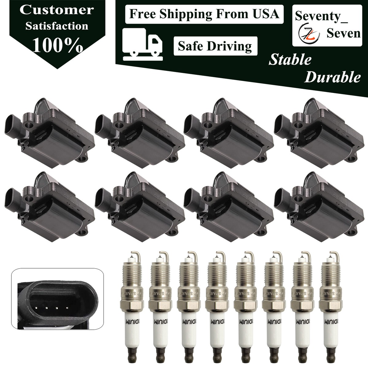 BOXI 8pcs Ignition Spark Plug Cable Wire Set Fit for Cadillac