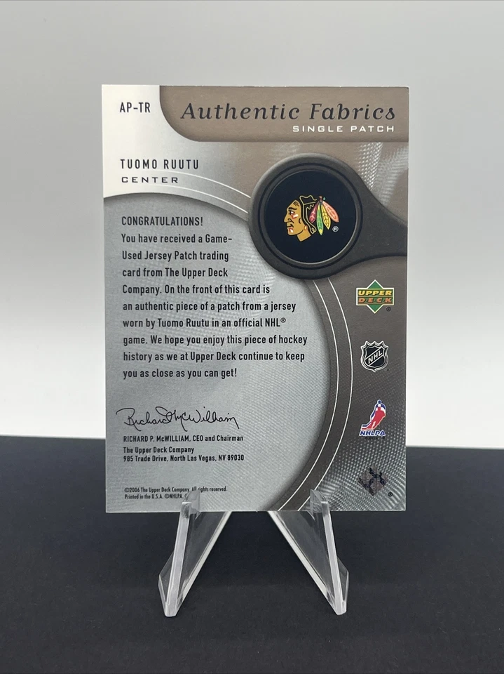 2005-06 SP Game Used Edition Authentic Fabrics /75 Tuomo Ruutu #AP-TR Patch - Image 2 of 2