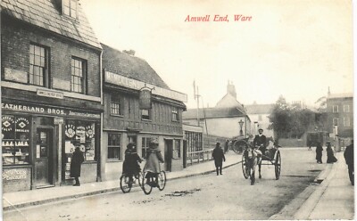 Ware. Amwell End # 1915 von Charles Martin. Postamt & Spread Eagle.