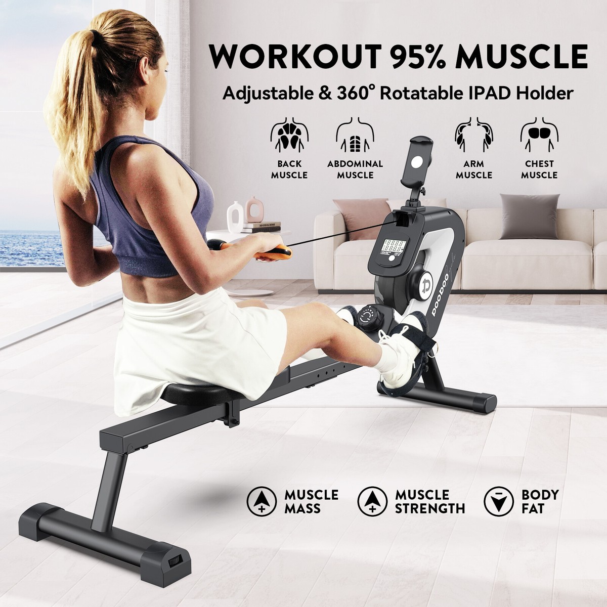 Serene Life Portable Rowing Machine Indoor Rower Merax Magnetic