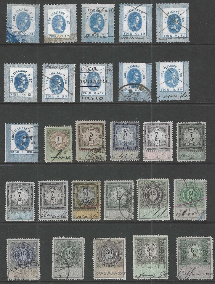 Italy and Hungary, Lot of 170 Nineteenth Century Revenue Stamps - Image 2 of 4