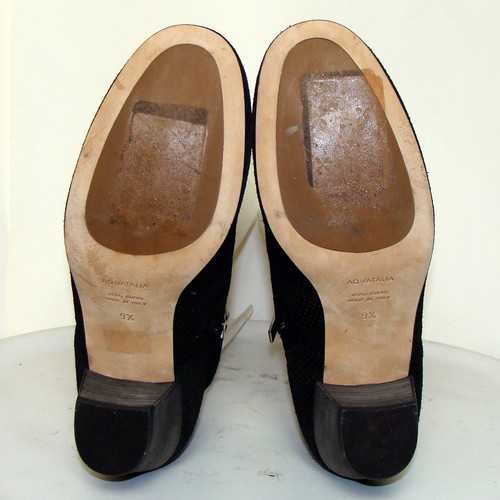 NEW! AQUATALIA BLACK SUEDE ANKLE BOOTS BUCKLE SIZE 9.5M DB3 - Picture 11 of 12